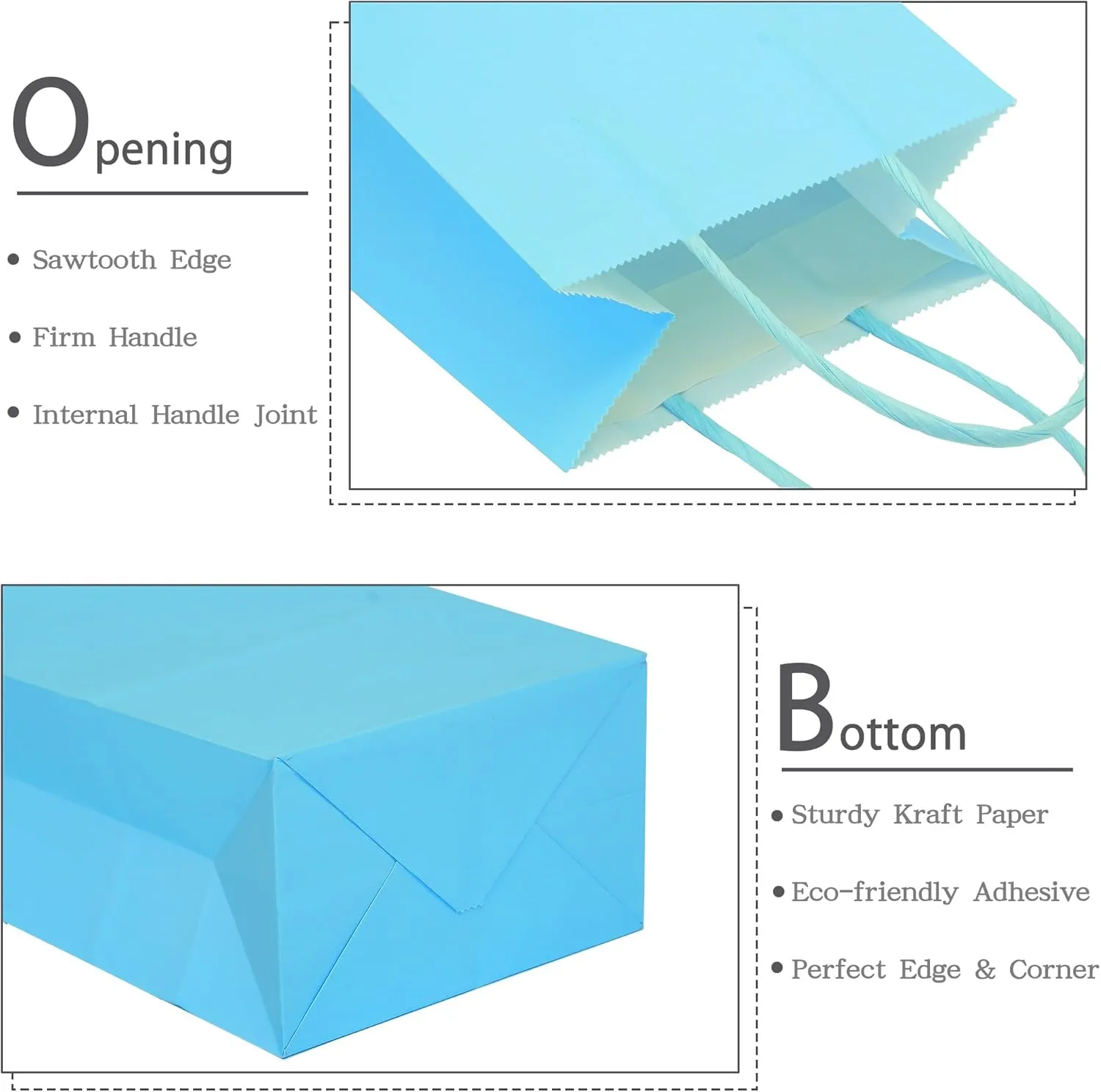 AZOWA Gift Bags Mini Small Kraft Paper Bags with Handles (4 x 2.4 x 6 in, Blue, 12 Pcs)
