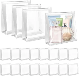 BadenBach 16 PCS Mini Clear Makeup Bag,5.9"x5.1"x1.4", Clear Organizer Pouches Small Waterproof Zipper Pouches Plastic Cosmetic Organizer Bags with Zipper for Travel Toiletry Vacation Swimsuit