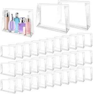 BadenBach 48 PCS Mini Clear Makeup Bags,5.9" x 5.1"x1.4,Small Clear Zipper Pouches Waterproof Transparent Plastic Toiletry Bags Bulk Makeup Cosmetic Organizer Bag for Travel Vacation Swimsuit Bikini