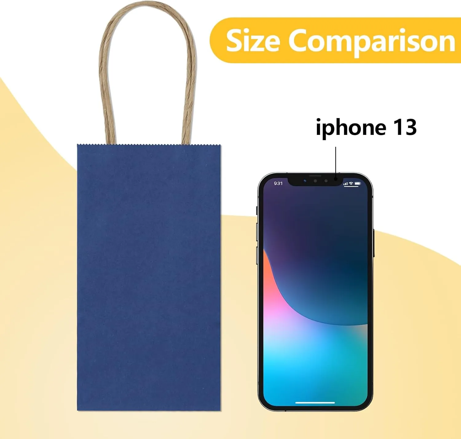 BagDream 100Pack 3.5x2.4x6.7 Inches Small-Kraft-Paper-Gift-Bags with Handles Bulk-Mini-Party-Favor-Gift-Bags Recyclable Tiny Navy Blue Paper Sacks for Samples, Candy
