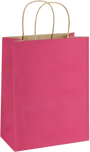 BagDream 25Pcs Hot Pink Gift Bags 8x4.25x10.5 Kraft Paper Gift Bags with Handles for Shopping, Small Business, Retail Merchandise Grocery, Birthday Party Favor, Medium Pink Paper Sacks