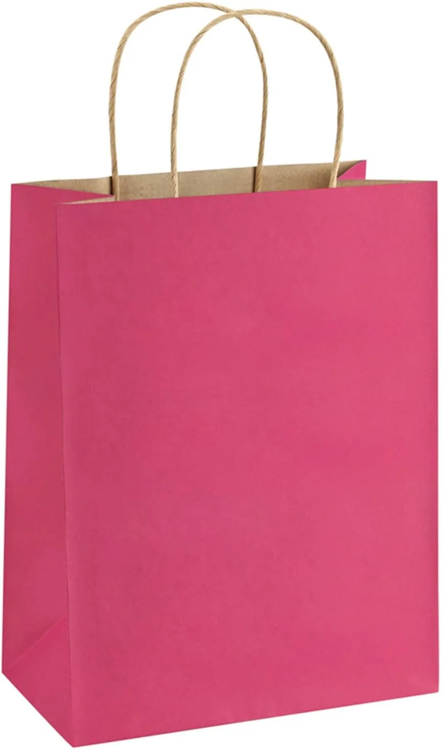 BagDream 25Pcs Hot Pink Gift Bags 8x4.25x10.5 Kraft Paper Gift Bags with Handles for Shopping, Small Business, Retail Merchandise Grocery, Birthday Party Favor, Medium Pink Paper Sacks