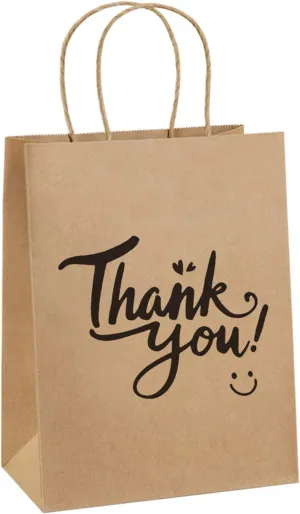 BagDream Brown Gift Bags 8x4.25x10.5 25Pcs Thank You Paper Gift Bags with Handles for Shopping, Wedding Birthday Party Favor, Retail, Merchandise, Business, Recycled Kraft Medium Paper Sacks