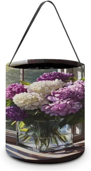 Beautiful Peonies Flowers Halloween Candy Bag Candy Tote Bucket Gift Bags Party Supplies for Women Men