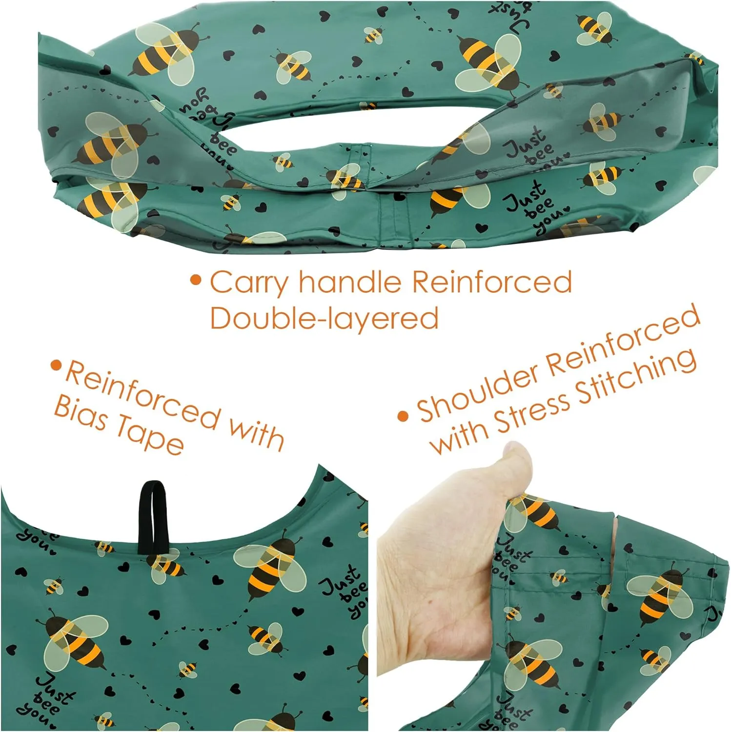 BeeGreen Animals Reusable Grocery Bags Bees Turtles Flamingo Peacock Alpaca Butterfly Lovers Gifts Shopping Bags Bulk 50LBS X-Large Foldable-Heavy Duty