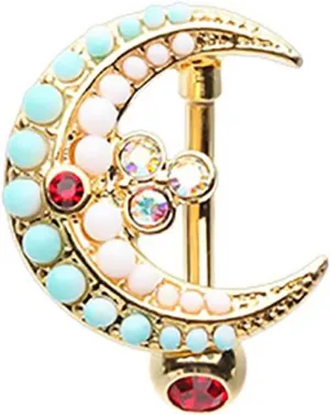 Belly Button Ring Moon Drop Top Down Reverse Navel Jewelry 14 gauge 3/8'' bar