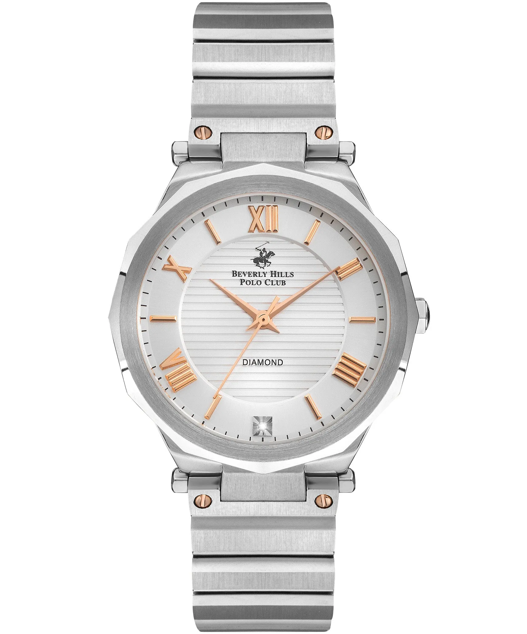 Beverly Hills Polo Club  Women's Analog Watch, White Dial & Silver Stainless Steel Strap, BP3264X.330