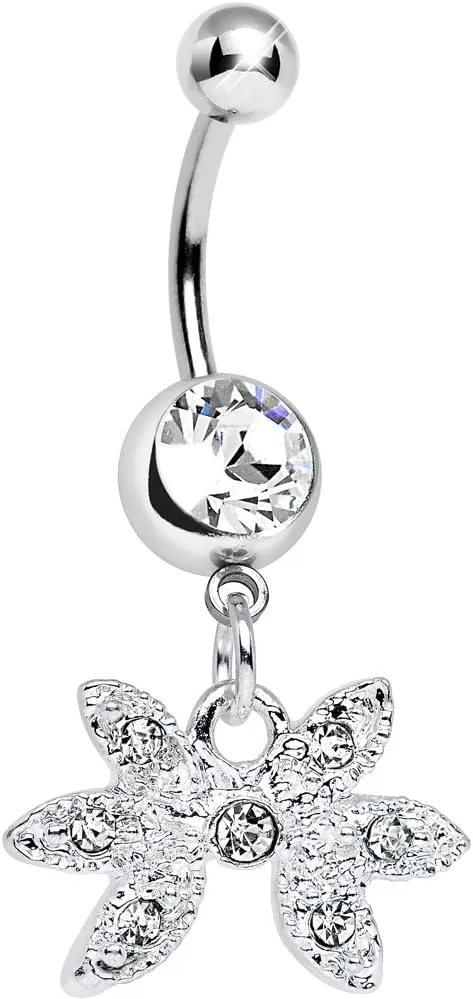 Body Candy Clear New Orleans Mardi Gras Mask Dangle Belly Ring