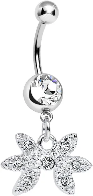 Body Candy Clear New Orleans Mardi Gras Mask Dangle Belly Ring