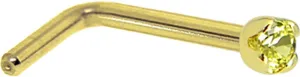 Body Candy Solid 18k Yellow Gold 1.5mm (0.015 cttw) Genuine Yellow Diamond L Shaped Nose Stud Ring 18 Gauge 1/4"