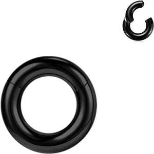 BodyAce Black Hinged Segment Clicker PA Rings, 2G 4G 6G 8G 10G 12G Large Spring Action BCR Rings, Surgical Steel Septum Nose Rings Ear Gauges Earrings Hoops