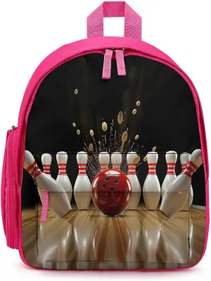Bowling Ball Strikes Bowling Pins Backpack Lightweight Laptop Backpack Travel Daypack Business Work Bag for Men Women Pink-Color