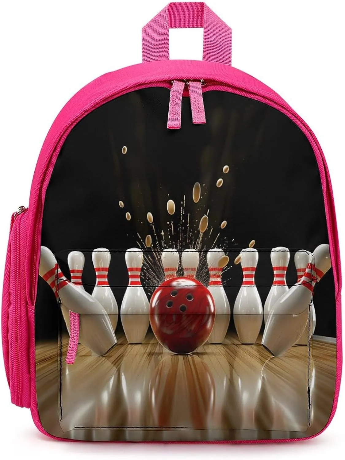 Bowling Ball Strikes Bowling Pins Backpack Lightweight Laptop Backpack Travel Daypack Business Work Bag for Men Women Pink-Color