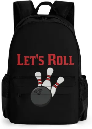Bowling Let's Roll Travel Laptop Backpack for Men Women Casual Basic Bag Hiking Backpacks Work