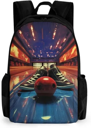 Bowling Shoes and Balls Laptop Backpacks 16 Inch Travel Shoulder Bag Multipurpose Casual Hiking Daypack