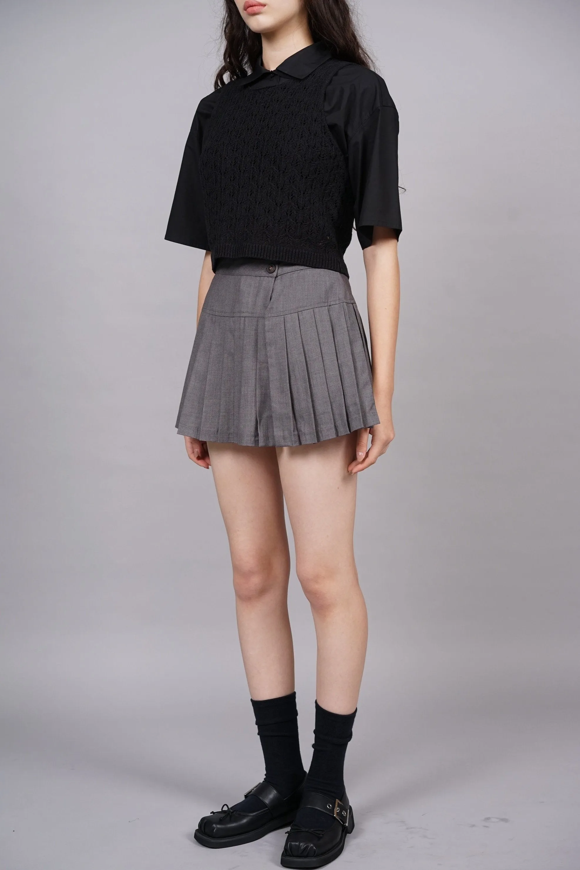 Box Pleat Skorts in Storm