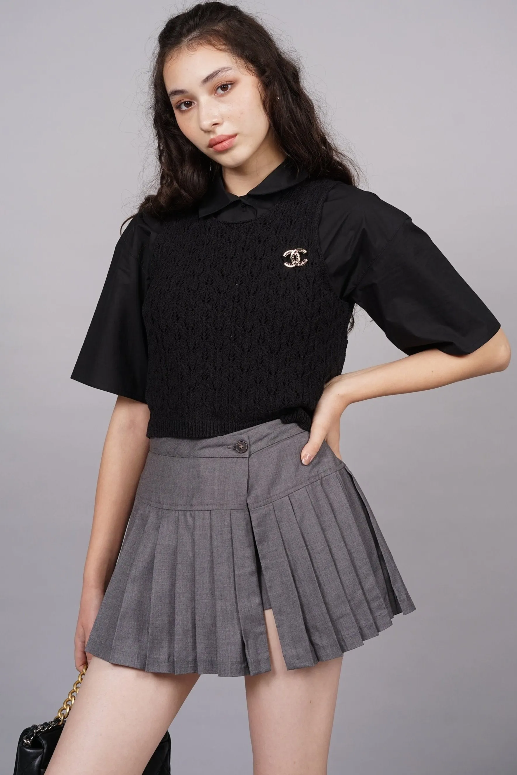 Box Pleat Skorts in Storm