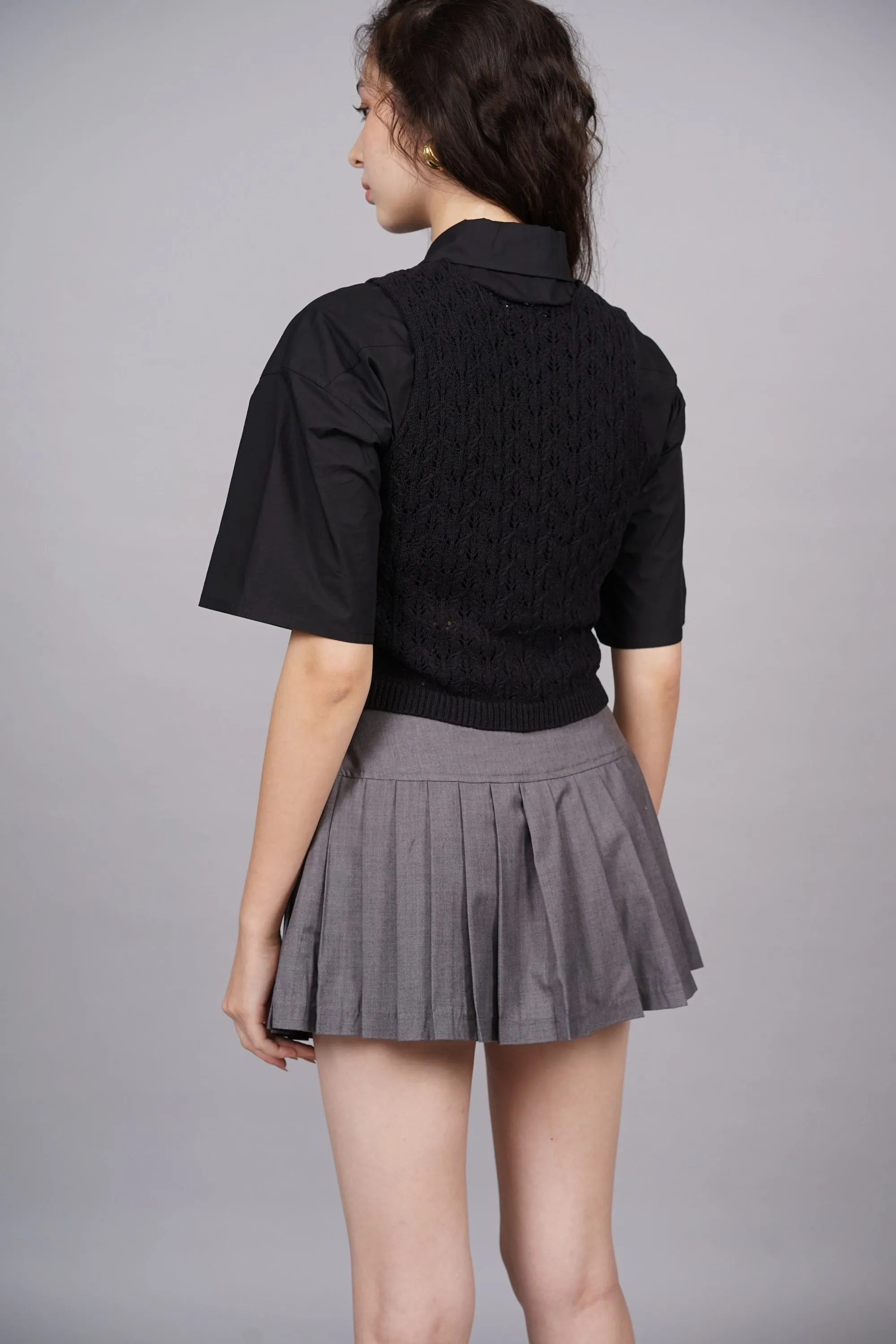 Box Pleat Skorts in Storm