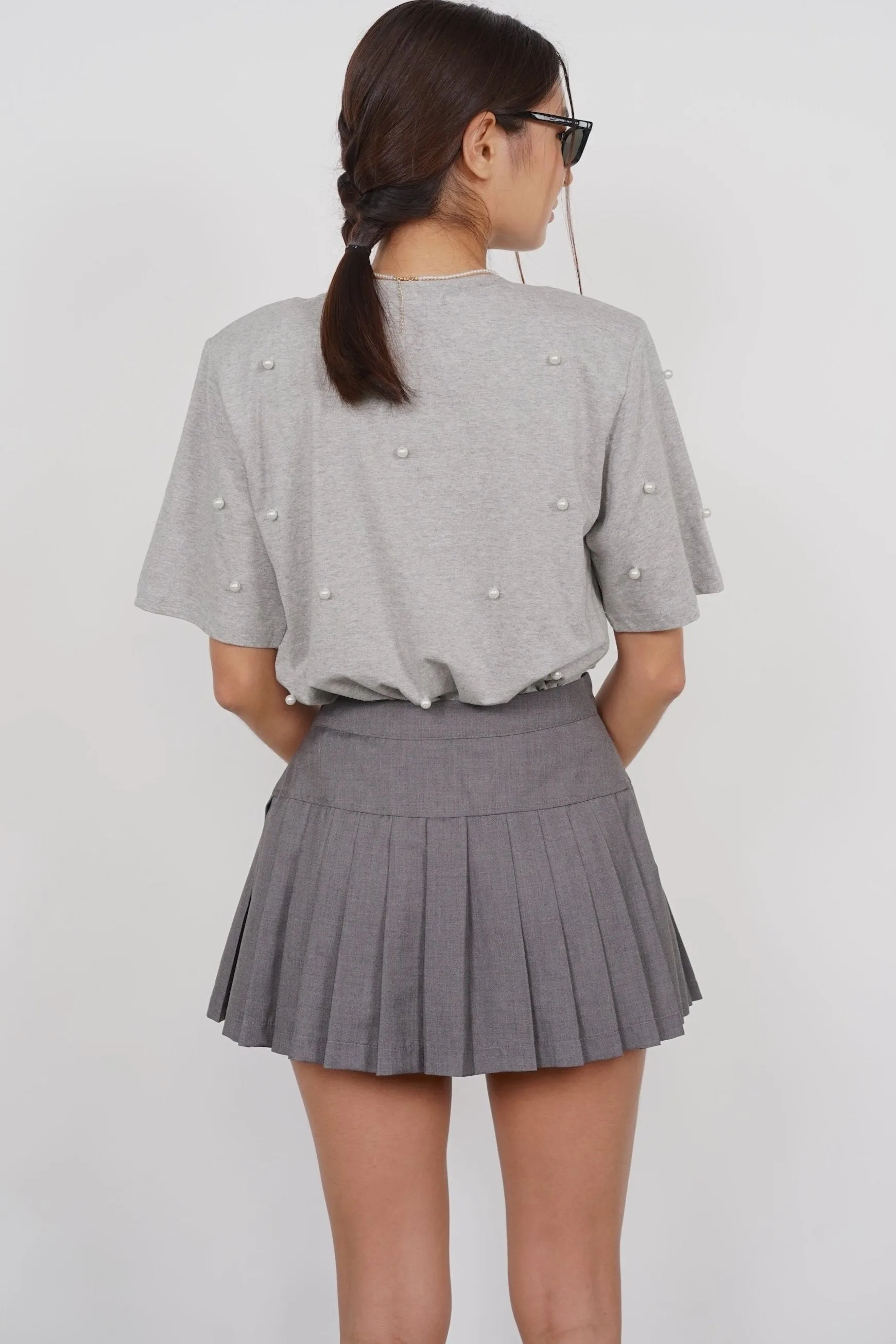 Box Pleat Skorts in Storm