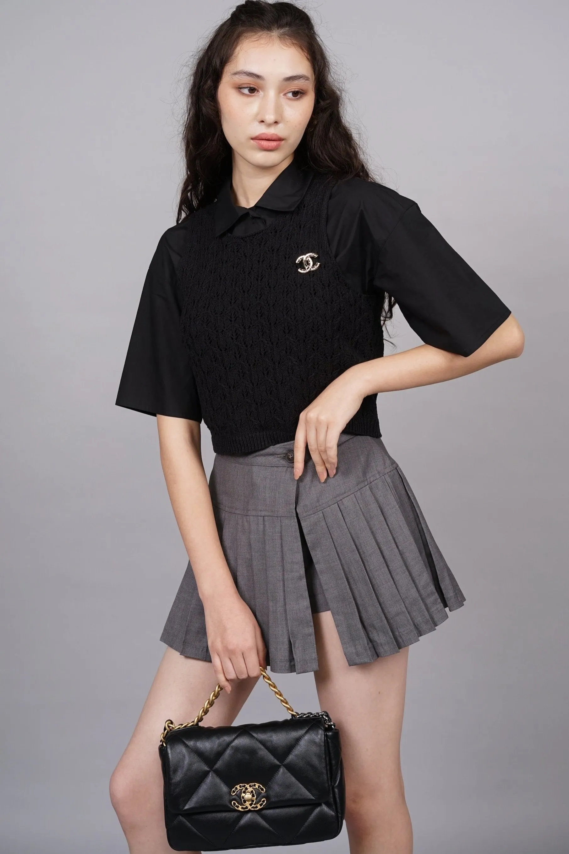 Box Pleat Skorts in Storm