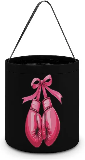 Breast Cancer Boxing Glove Ribbon Halloween Candy Bag Candy Tote Bucket Gift Bags Party Supplies for Women Men