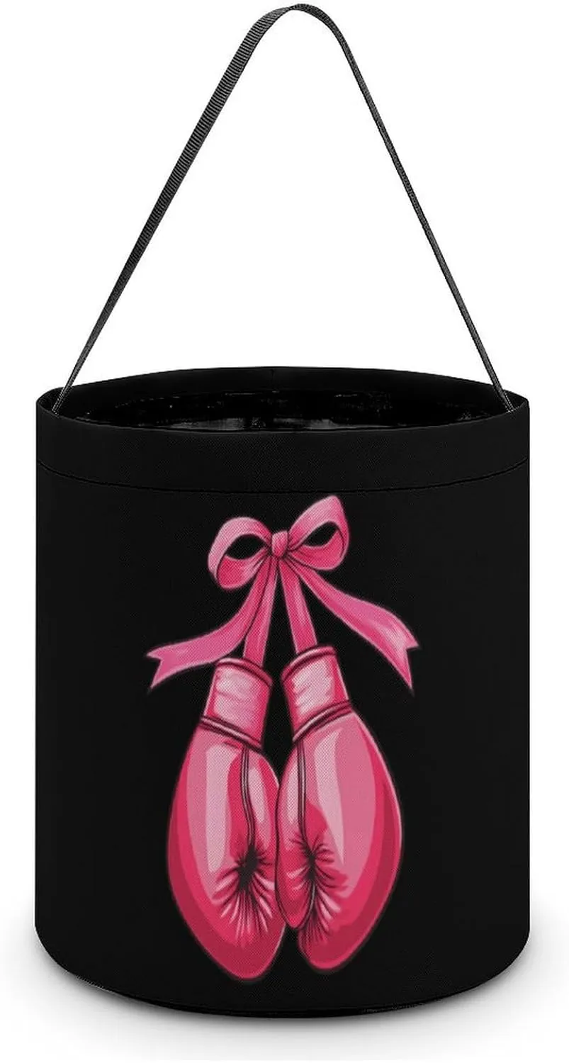 Breast Cancer Boxing Glove Ribbon Halloween Candy Bag Candy Tote Bucket Gift Bags Party Supplies for Women Men