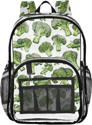 Broccoli White School Bag, Clear Plastic Bag, Book Bag, Backpack Clear