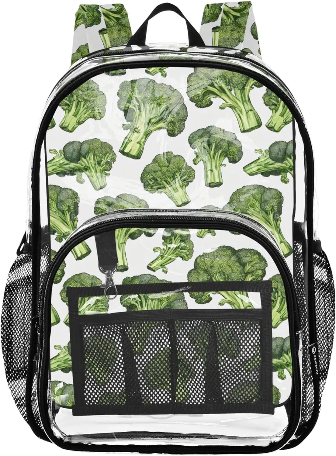 Broccoli White School Bag, Clear Plastic Bag, Book Bag, Backpack Clear