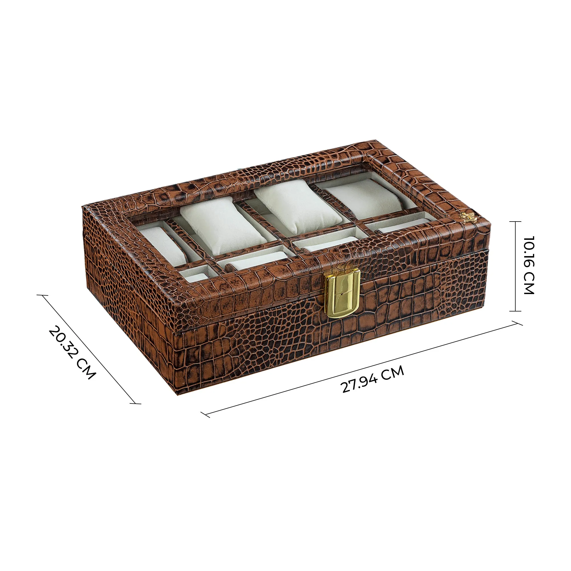 Bronx II Watch Box (8 Watches) | Watch Box For Men | 100% Genuine Leather | Color: Croco Tan