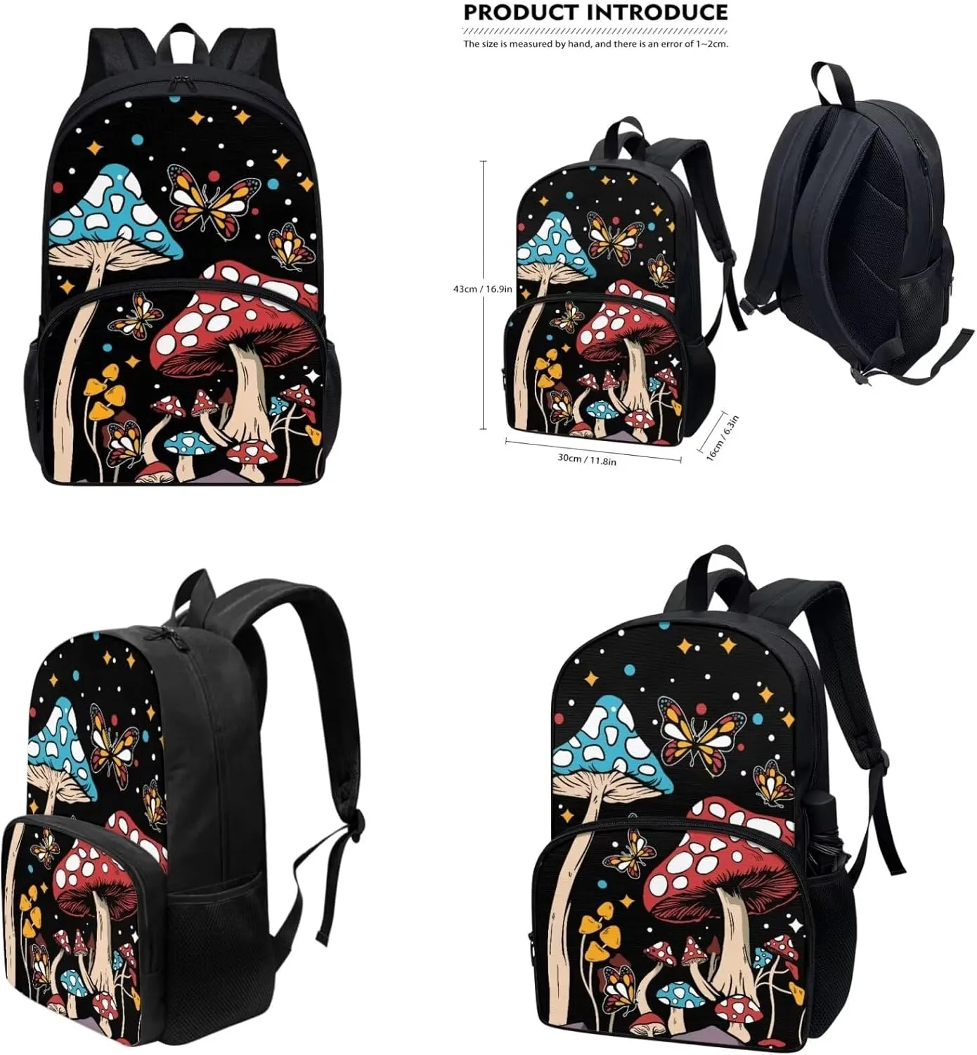 Cartoon Butterfly Kids' Backpacks Girl Mushroom Kids Backpacks for Girls Backpacks for Teen Girls Middle School Pencil Case for Girls Teens Pencil Bag Small for Teens School Bag