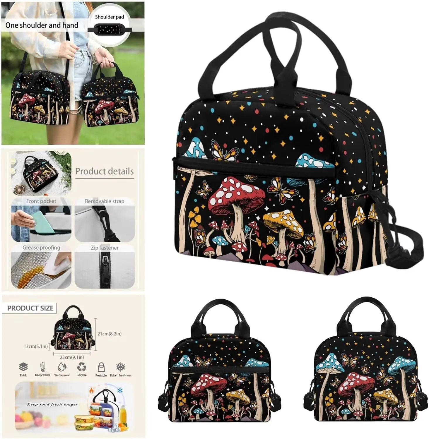 Cartoon Butterfly Kids' Backpacks Girl Mushroom Kids Backpacks for Girls Backpacks for Teen Girls Middle School Pencil Case for Girls Teens Pencil Bag Small for Teens School Bag