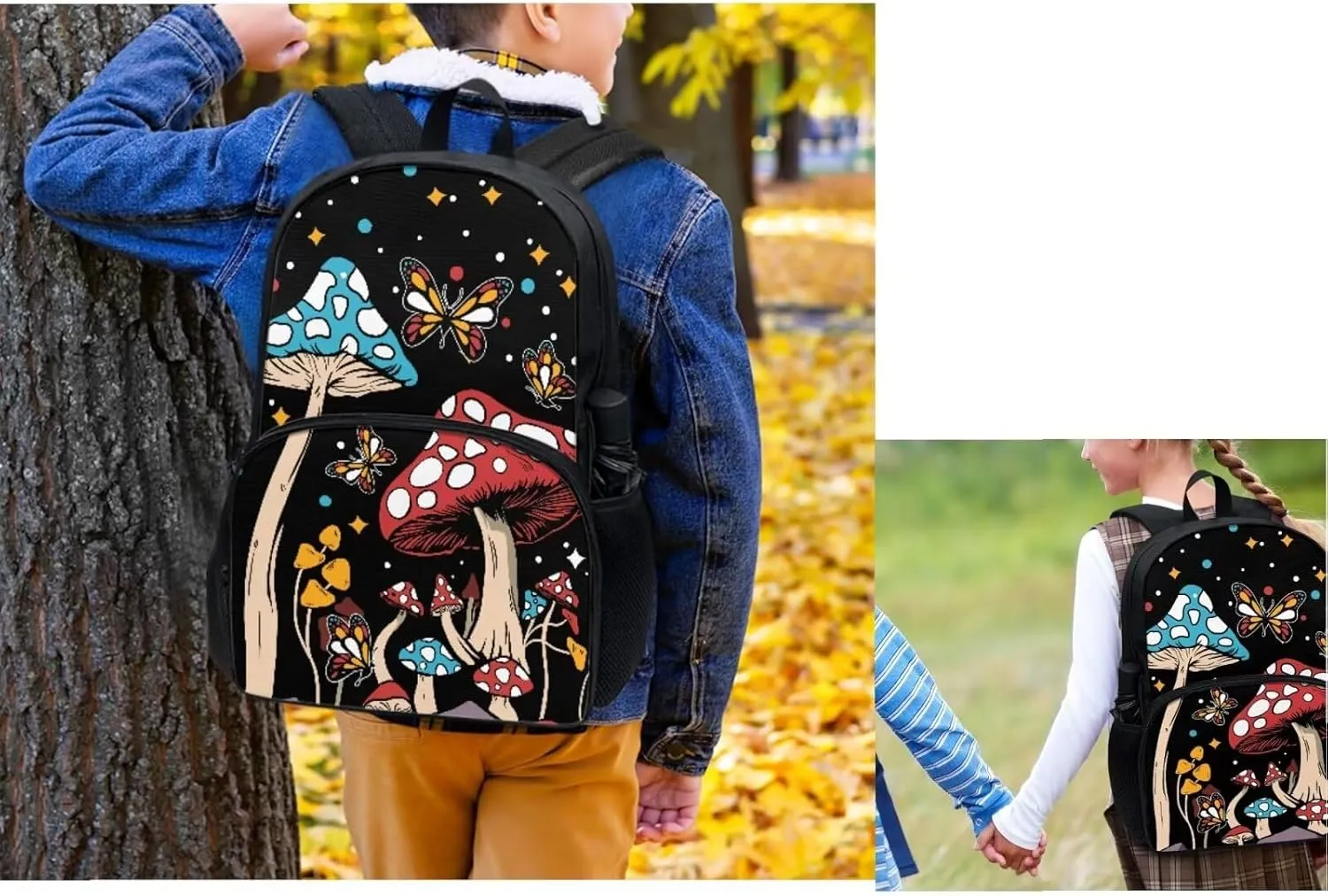 Cartoon Butterfly Kids' Backpacks Girl Mushroom Kids Backpacks for Girls Backpacks for Teen Girls Middle School Pencil Case for Girls Teens Pencil Bag Small for Teens School Bag