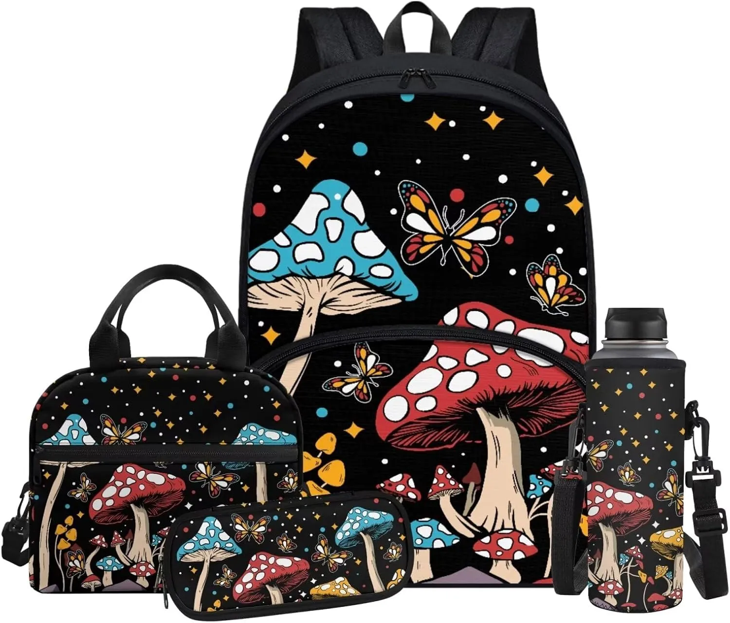 Cartoon Butterfly Kids' Backpacks Girl Mushroom Kids Backpacks for Girls Backpacks for Teen Girls Middle School Pencil Case for Girls Teens Pencil Bag Small for Teens School Bag