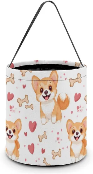 Cartoon Corgi Halloween Candy Bag Candy Tote Bucket Gift Bags Party Supplies for Women Men