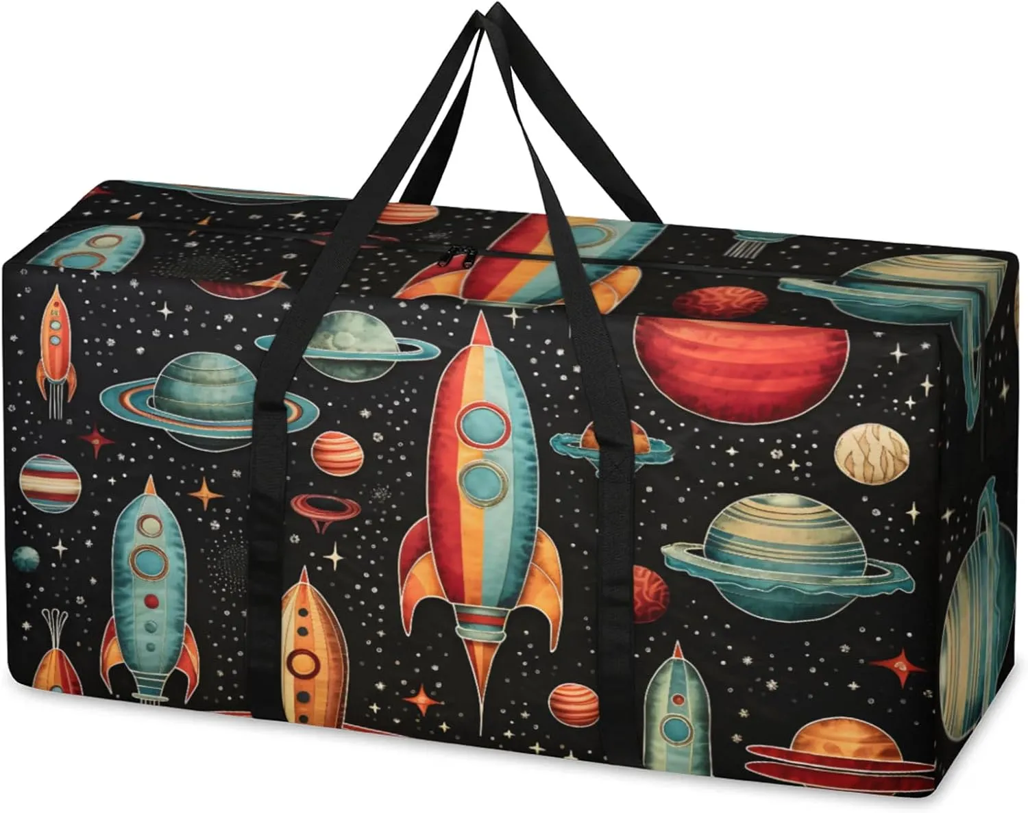 Cartoon Galaxy Extra Large Moving Bags Heavy Duty Storage Bags Mystical Galaxy Cloth Wrap Around Handles Double Zipper Reusable Convenient Foldable Storage Tote for Travel Camping Space Save