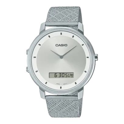 Casio,Men's Watch Analog-Digital, Silver Dial Silver Stainless Steel Mesh Band, MTP-B200M-7EDF