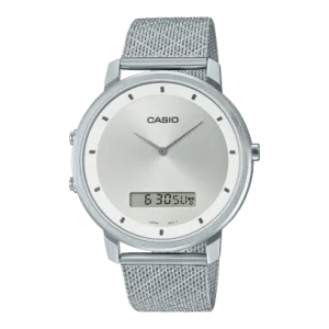 Casio,Men's Watch Analog-Digital, Silver Dial Silver Stainless Steel Mesh Band, MTP-B200M-7EDF