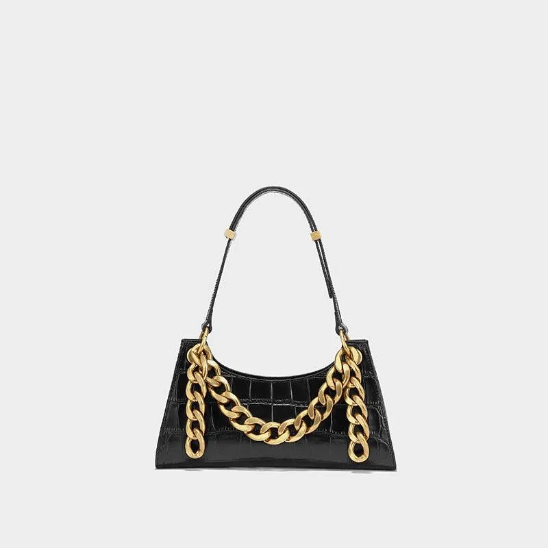 Chain leather shoulder bag
