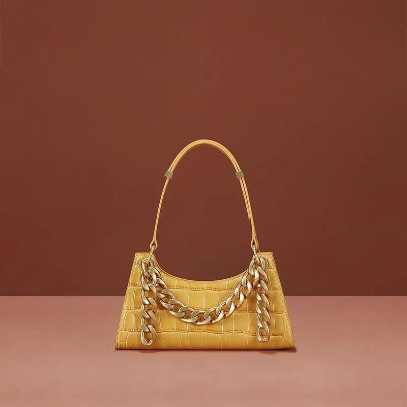 Chain leather shoulder bag