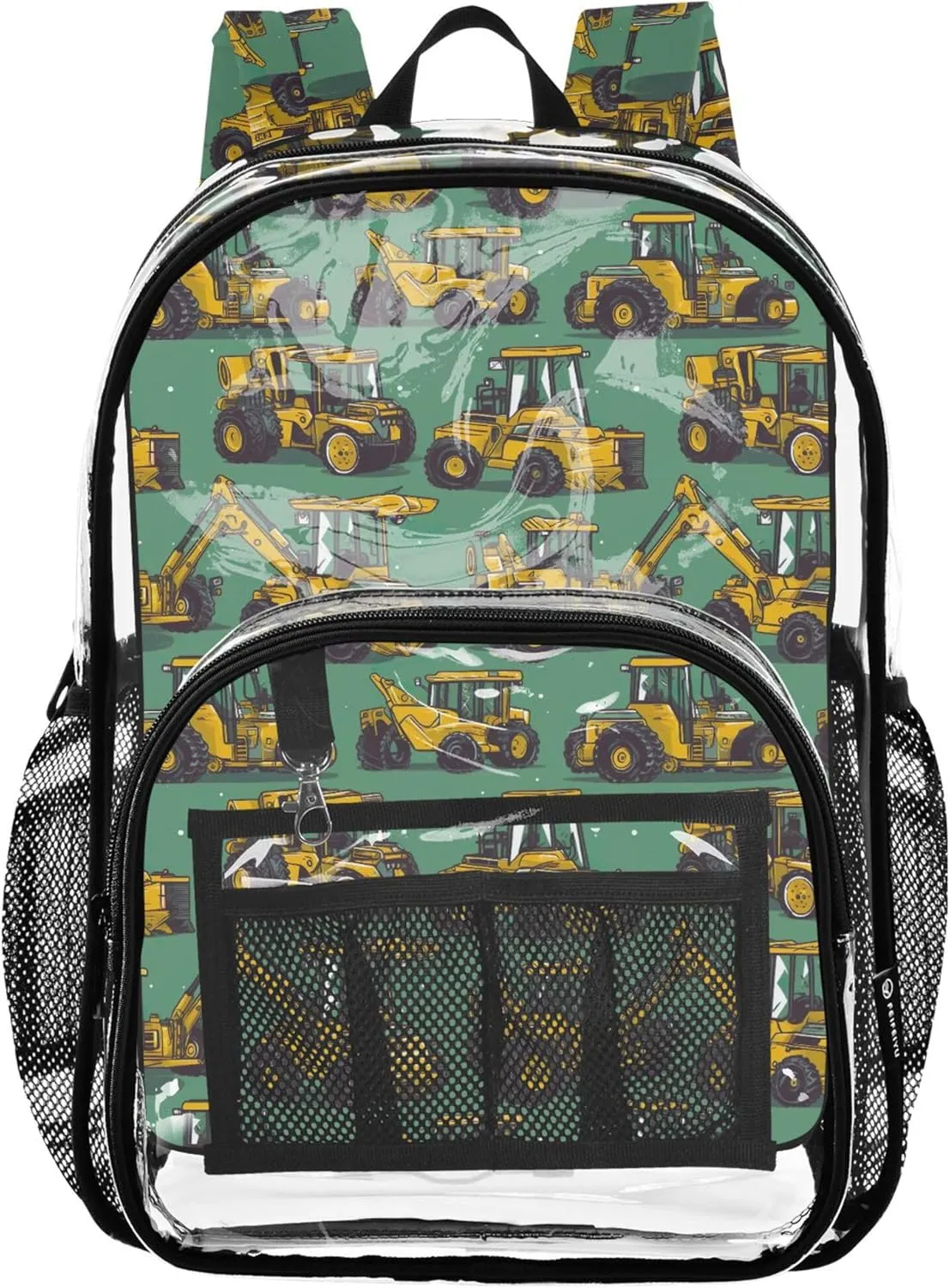 CHIFIGNO Construction Machinery Backpacks for School, Transparent Plastic Bag, Clear Backpack for Boys, Bags for Kids