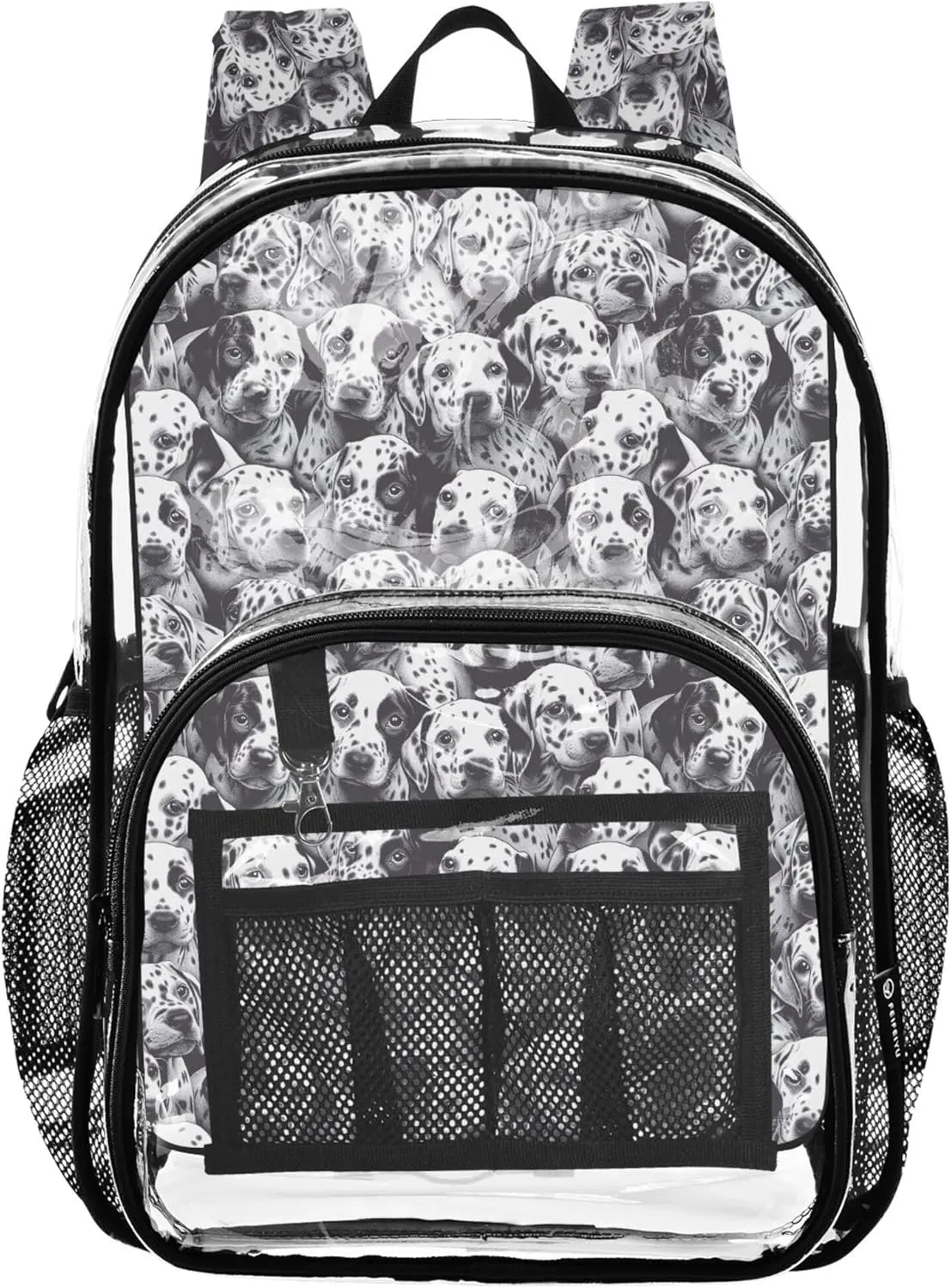 CHIFIGNO Cute Dalmatian Black Backpack for School Kids, Clear Plastic Bags, Clear Backpacks, Kid Backpacks