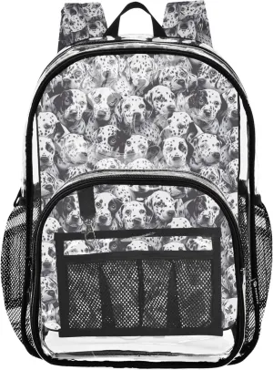 CHIFIGNO Cute Dalmatian Black Backpack for School Kids, Clear Plastic Bags, Clear Backpacks, Kid Backpacks