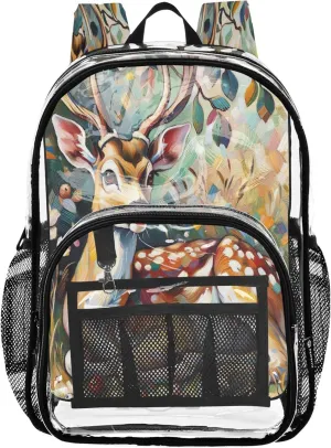 CHIFIGNO Graceful Deer Nature Green Kids' Backpacks, Clear Plastic Bag, Backpack Bag, Clear Bags