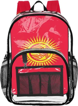 CHIFIGNO Kyrgyzstan National Flag School Backpacks, Clear Plastic Bag, Clear Bags, Bags for Kids