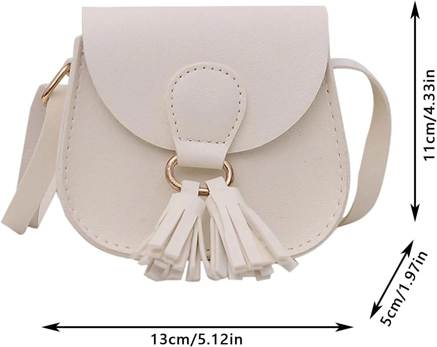 Children Bag Cute Bags Tassel Bag PU Messenger Bag Fashion Shoulder Bag Birthday Gift Small Shoulder (White, One Size)