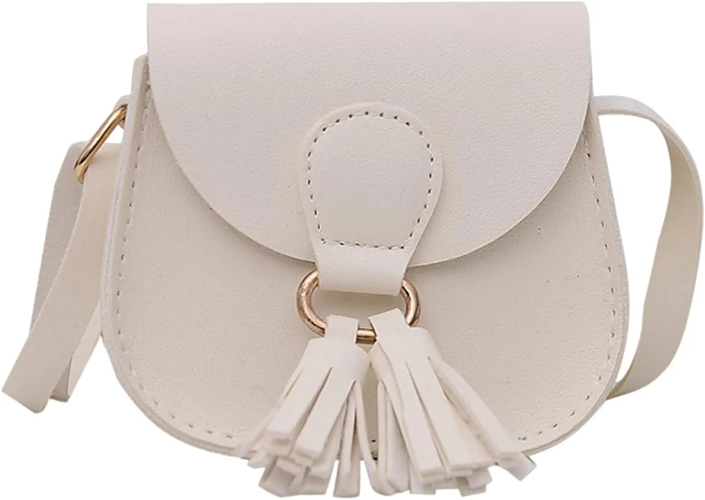 Children Bag Cute Bags Tassel Bag PU Messenger Bag Fashion Shoulder Bag Birthday Gift Small Shoulder (White, One Size)