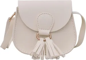 Children Bag Cute Bags Tassel Bag PU Messenger Bag Fashion Shoulder Bag Birthday Gift Small Shoulder (White, One Size)