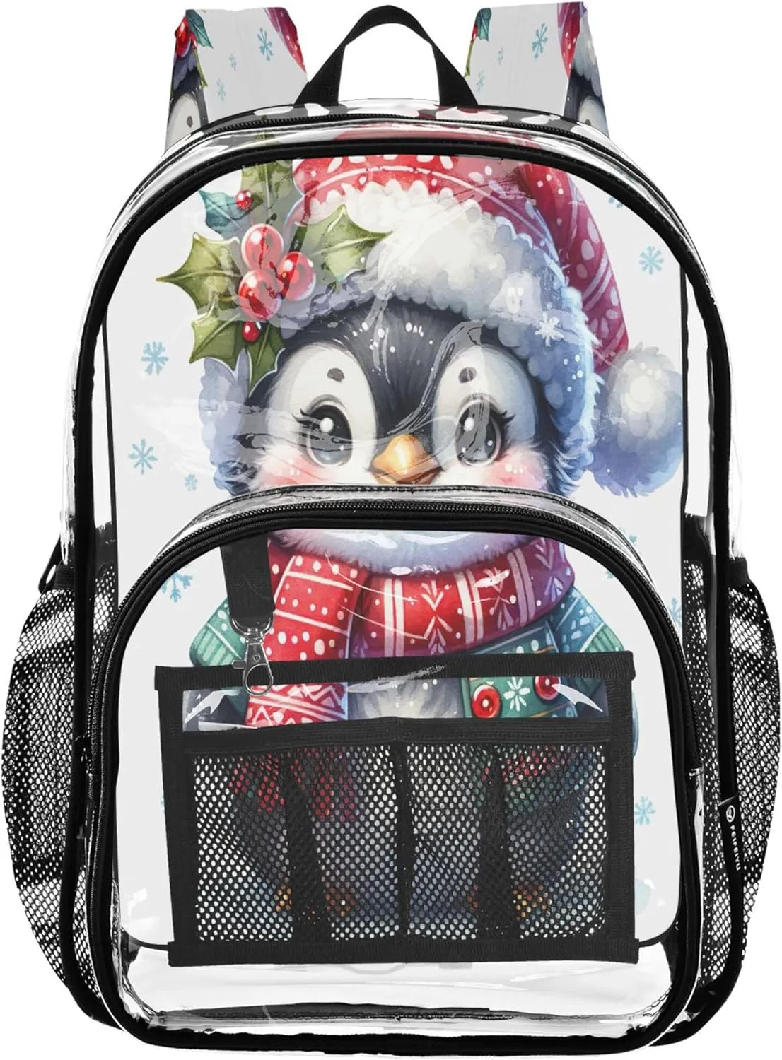 Christmas Penguin Backpack for Kids, Plastic Backpack, Clear Bags, Bags for Kids
