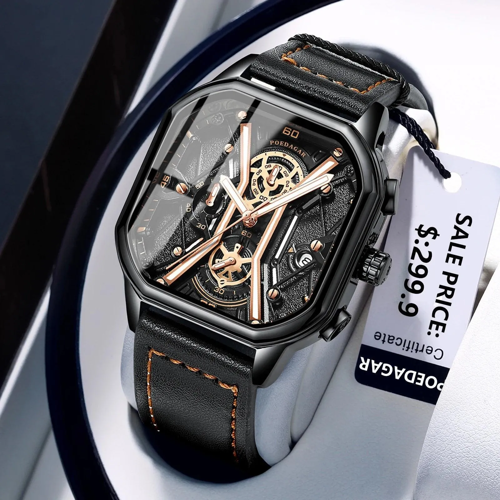 Chronograph Leather Watch: Stylish Precision Timepiece