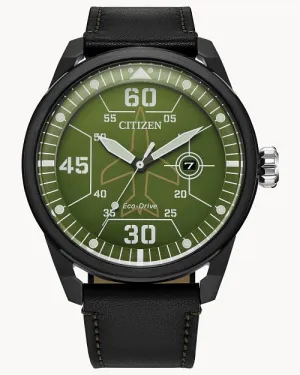 Citizen Avion Green Dial Leather Strap Watch AW1735-03X